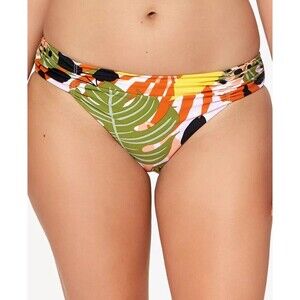 NWT Bar III Tropical-Print Ruched Bikini Bottom XS Swimsuit Multicolor